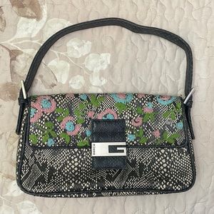 GUESS snake skin and embroidered pocket book